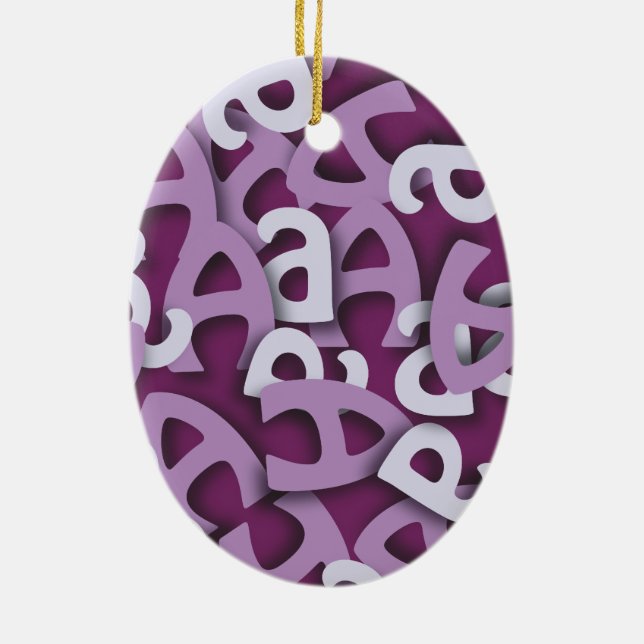 Letter A Purple Ceramic Tree Decoration (Back)