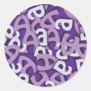 Letter A Purple Classic Round Sticker