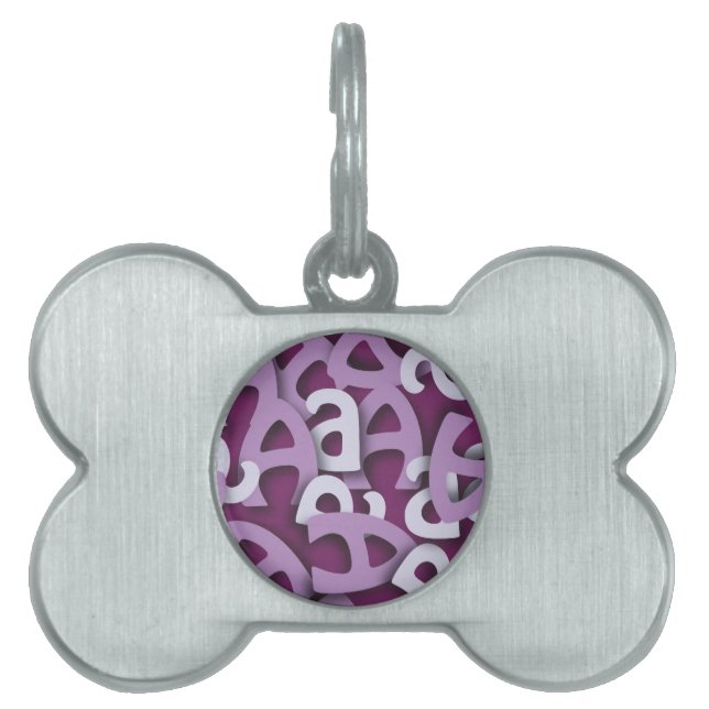Letter A Purple Pet Tag (Front)