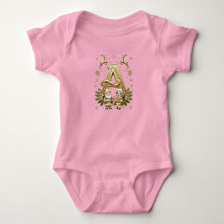 Letter A: Royal Gold Luxury Christmas. Baby Bodysuit