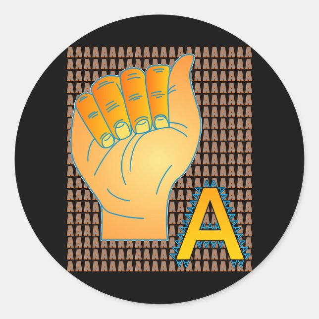 Letter A Sign Language - Alphabet Characters Classic Round Sticker (Front)