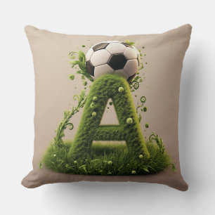 ⚽ Letter A Soccer Grass Topiary Sports Decor 🌿 Cushion