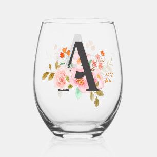 Letter A Stemless Wine Glass