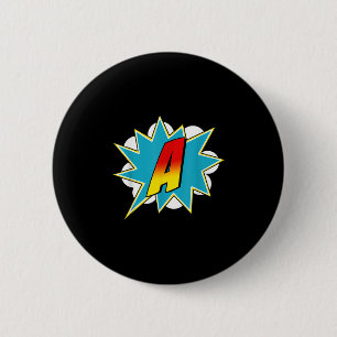 Letter A Superhero Name Comic Letter Retro Costume 6 Cm Round Badge