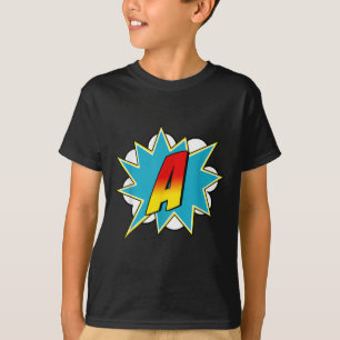 Letter A Superhero Name Comic Letter Retro Costume T-Shirt