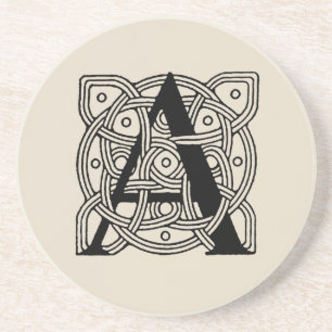 Letter A Vintage Celtic Knot Monogram Coaster