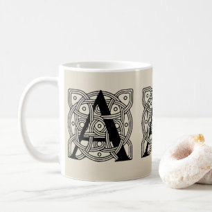 Letter A Vintage Celtic Knot Monogram Coffee Mug