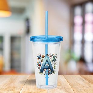 Letter A water bottle Boys Acrylic Tumbler