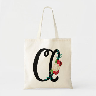 Letter A with vintage floral design and attractive Tote Bag