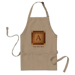 Letter A: Wood Look Initial with Custom Text Standard Apron