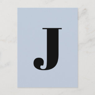 Letter Alphabet   Custom Minimalist Modern Blue Postcard