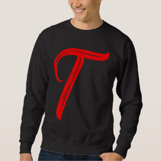 Letter Alphabet Large Red Graphic Initial Sweatshirt
