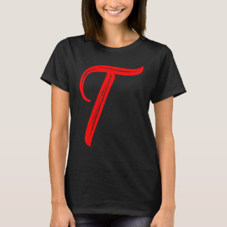 Letter Alphabet Large Red Graphic Initial T-Shirt