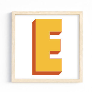 Letter Art Poster, E Monogram, Bold Type Initial  Poster