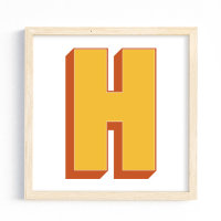 Letter Art Poster, H Monogram, Bold Type Initial