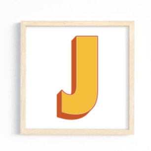 Letter Art Poster, J Monogram, Bold Type Initial Poster