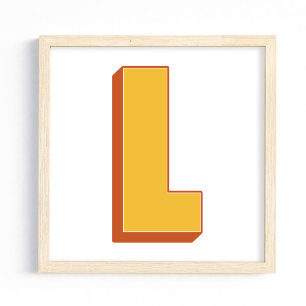 Letter Art Poster, L Monogram, Bold Type Initial  Poster