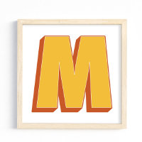 Letter Art Poster, M Monogram, Bold Type Initial