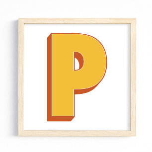 Letter Art Poster, P Monogram, Bold Type Initial  Poster