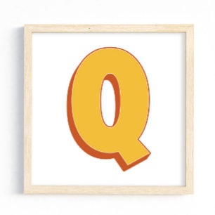 Letter Art Poster, Q Monogram, Bold Type Initial  Poster