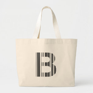 LETTER B BAR CODE First Initial Barcode Pattern Large Tote Bag