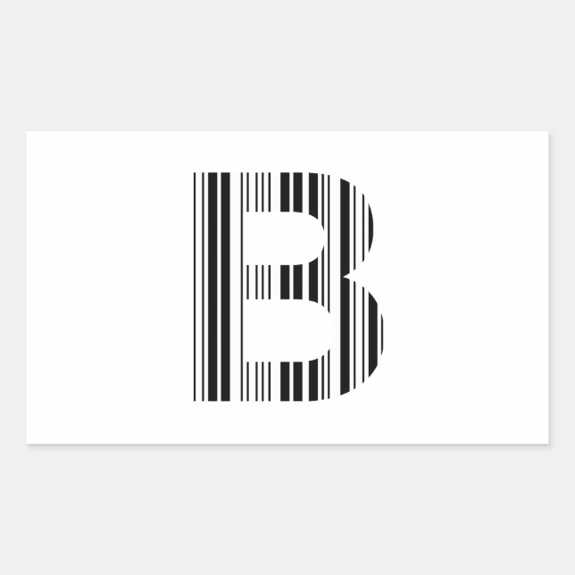 LETTER B BAR CODE First Initial Barcode Pattern Rectangular Sticker (Front)