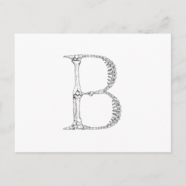 Letter B Bone Initial Postcard (Front)
