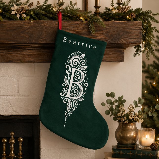 Letter B Botanical Monogram Personalised Stocking (Creator Uploaded)