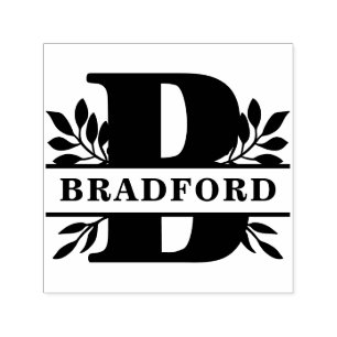 Letter B Classic Foliage Family Name Monogram Self-inking Stamp