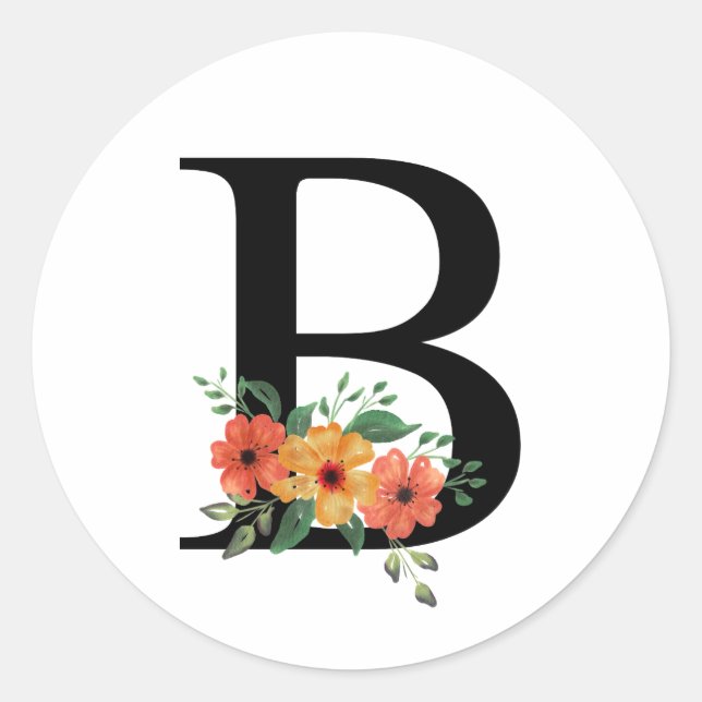 Letter B Classic Round Sticker (Front)