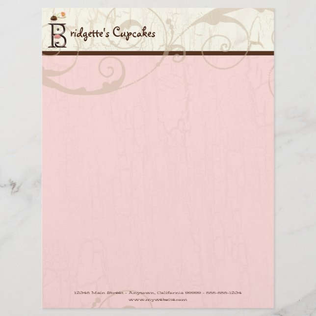 Letter B Cupcake Business Letterhead Template (Front)