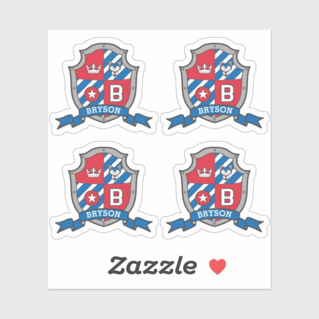 Letter B custom name Bryson wolf dog knights crest (Sheet)