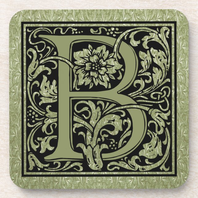 Letter B First Letter Monogram Coaster (Front)