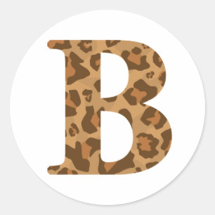 Letter B First Name Monogram Initial Leopard Print Classic Round Sticker