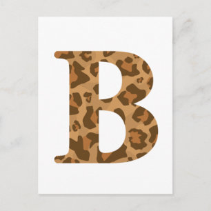 Letter B First Name Monogram Initial Leopard Print Postcard