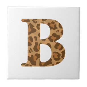 Letter B First Name Monogram Initial Leopard Print Tile