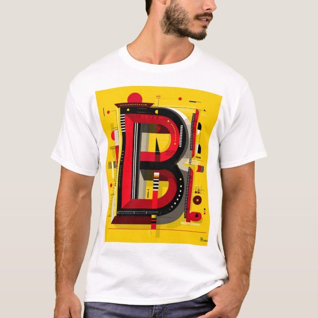 Letter B – Geometric Monogram on Bold Yellow T-Shirt (Front)