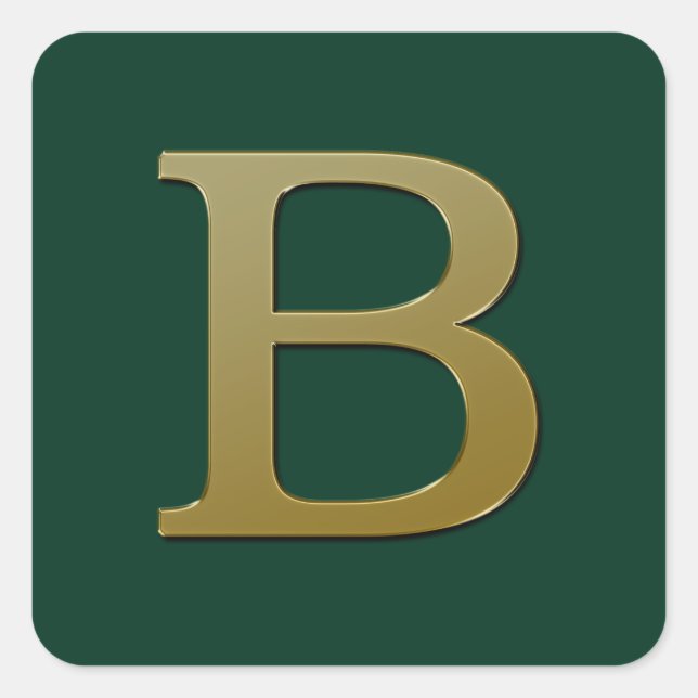 Letter B Gold Square Sticker (Front)