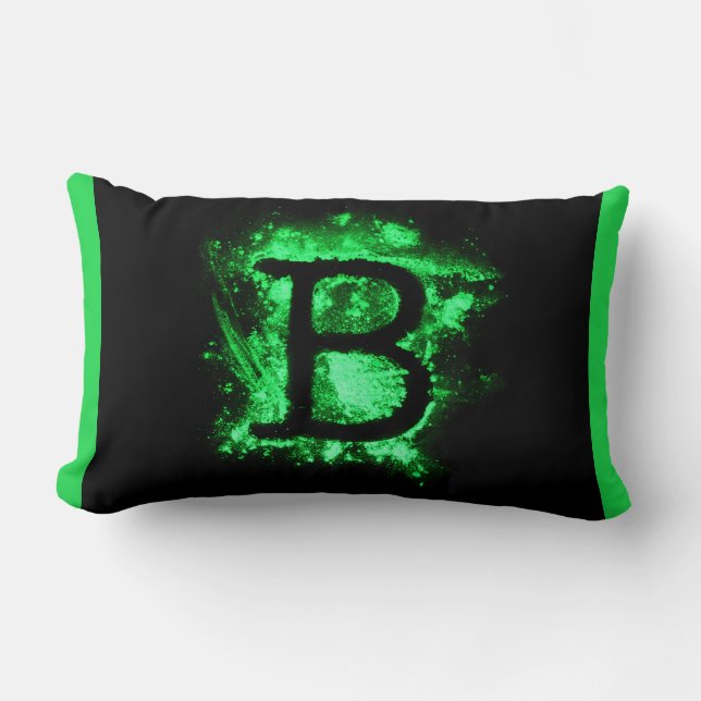 Letter B Green Capital Alphabet Lumbar Cushion (Front)