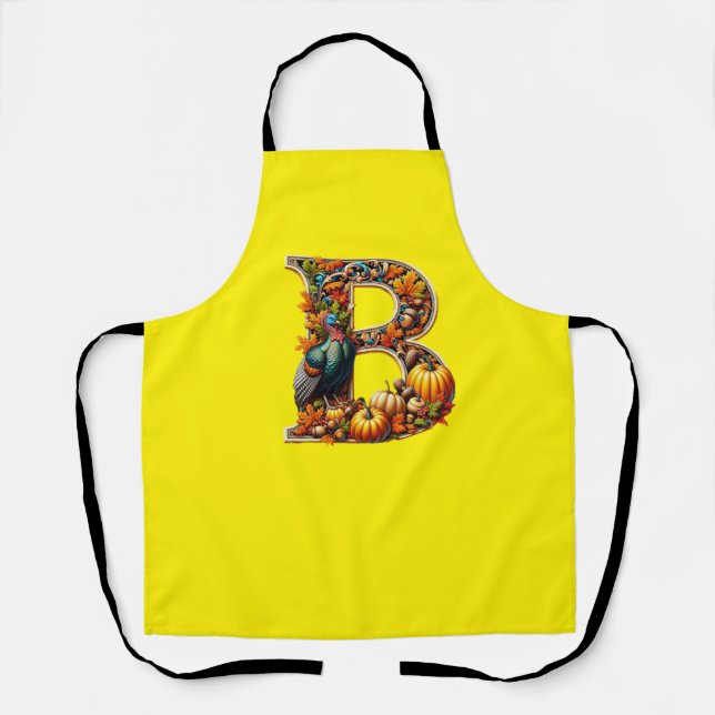 Letter B in Thanksgiving style Apron (Front)