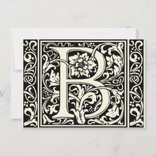 Letter B Mediaeval Monogram Art Nouveau Invitation