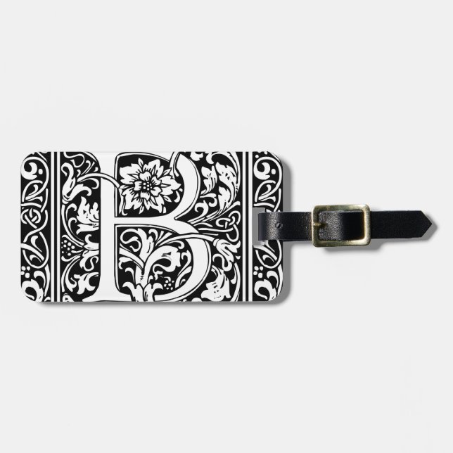 Letter B Mediaeval Monogram Art Nouveau Luggage Tag (Front Horizontal)