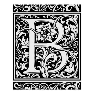 Letter B Mediaeval Monogram Art Nouveau Poster