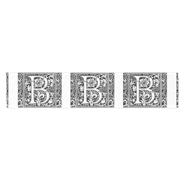 Letter B Mediaeval Monogram Art Nouveau Short Table Runner (Horizontal)