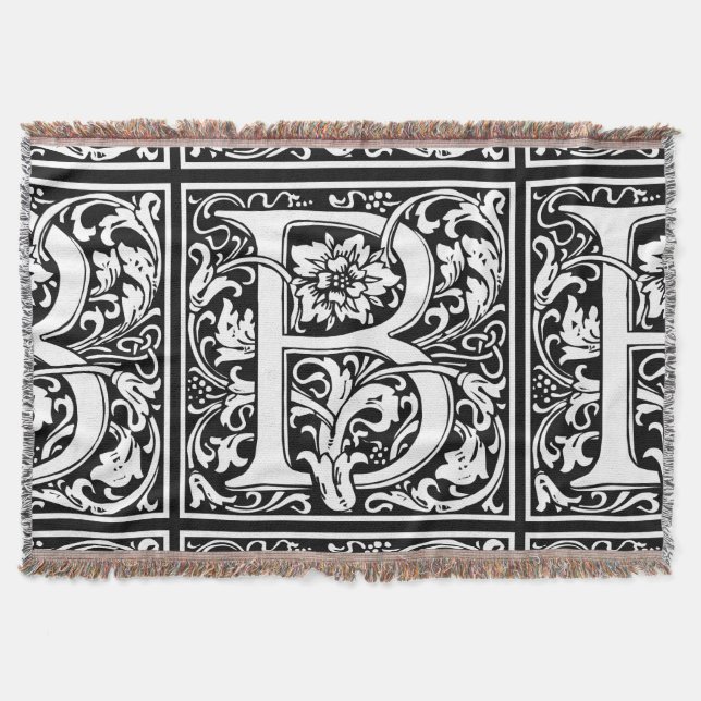 Letter B Mediaeval Monogram Art Nouveau Throw Blanket (Front)