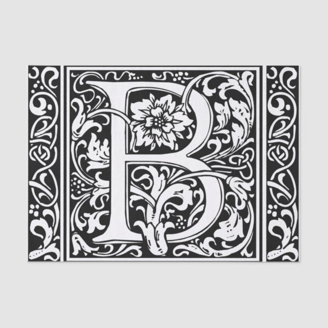 Letter B Mediaeval Monogram Art Nouveau Tissue Paper (Front)