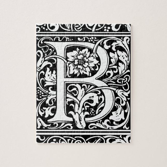 Letter B Mediaeval Monogram Vintage Initial Jigsaw Puzzle (Vertical)