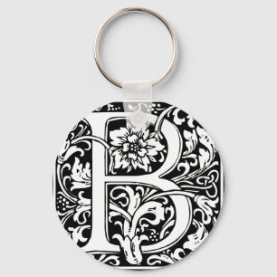 Letter B Mediaeval Monogram Vintage Initial Key Ring