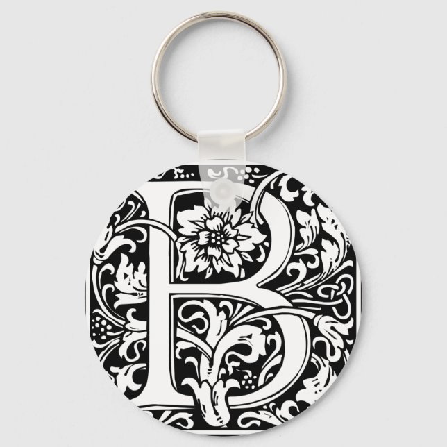 Letter B Mediaeval Monogram Vintage Initial Key Ring (Front)