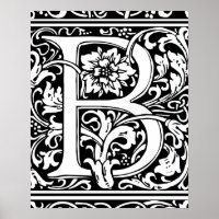 Letter B Mediaeval Monogram Vintage Initial